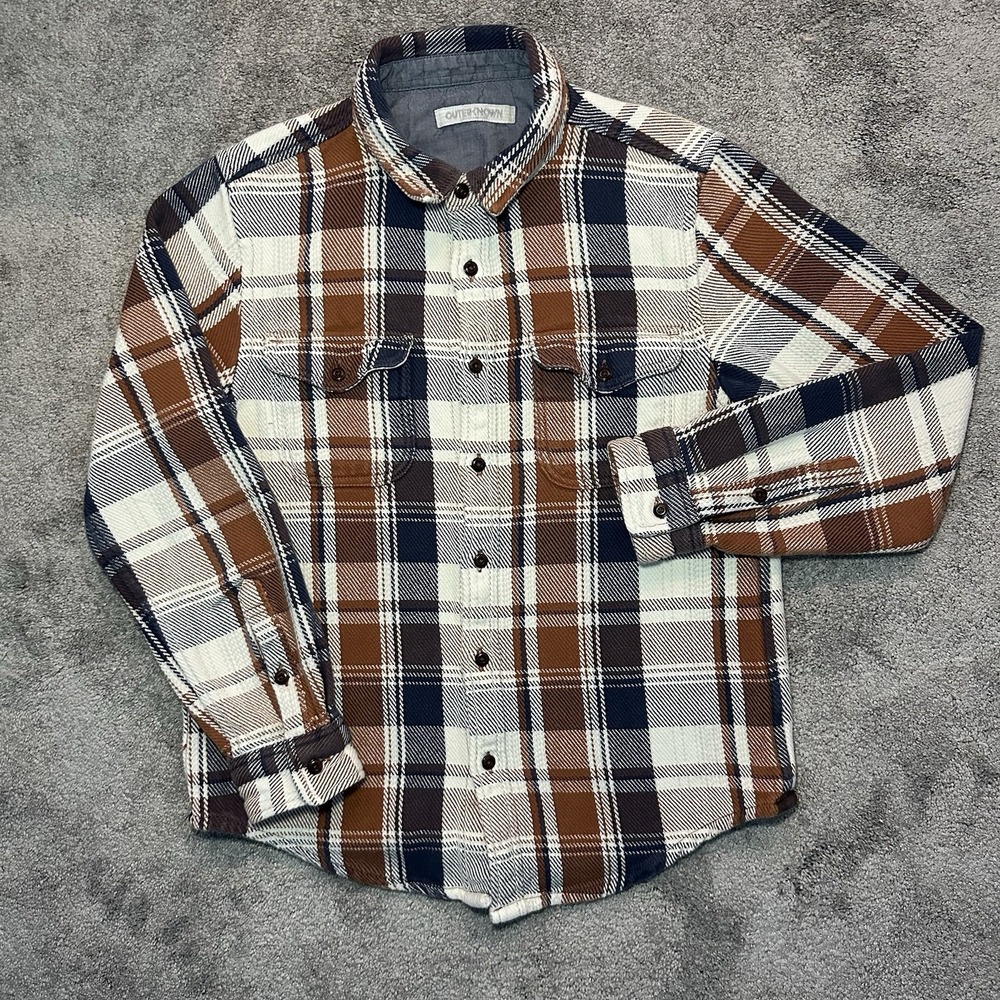 Outerknown Blanket Shirt Size M Medium Plaid Brown Field Jacket Organic Cotton